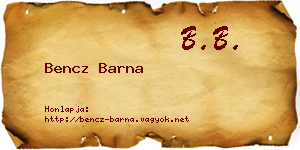 Bencz Barna névjegykártya